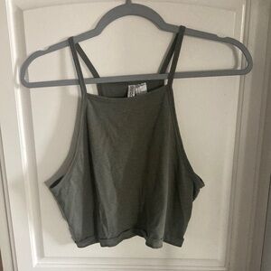 Divided H&M crop top tank olive green large